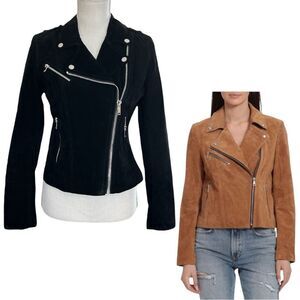 NWOT Bagatelle Suede Biker Black Jacket Size S